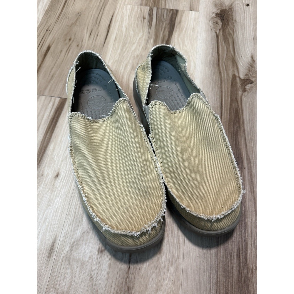 Mens Crocs Original Santa Cruz Loafers Canvas Slip On Shoes Khaki Size 13